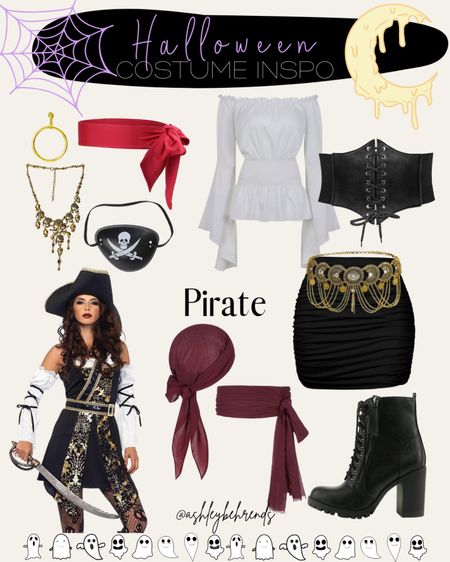 Amazon Halloween Costume Inspo: Pirate 🏴‍☠️⚔️
#amazonfinds #halloween #halloweencostumes #adultcostumes #whitetop #smockedtop #skirt #bodycon #pirate #gold #headscarf #earrings #boots #costumekit #diycostume #costumeideas 

#LTKunder50 #LTKSeasonal #LTKHalloween