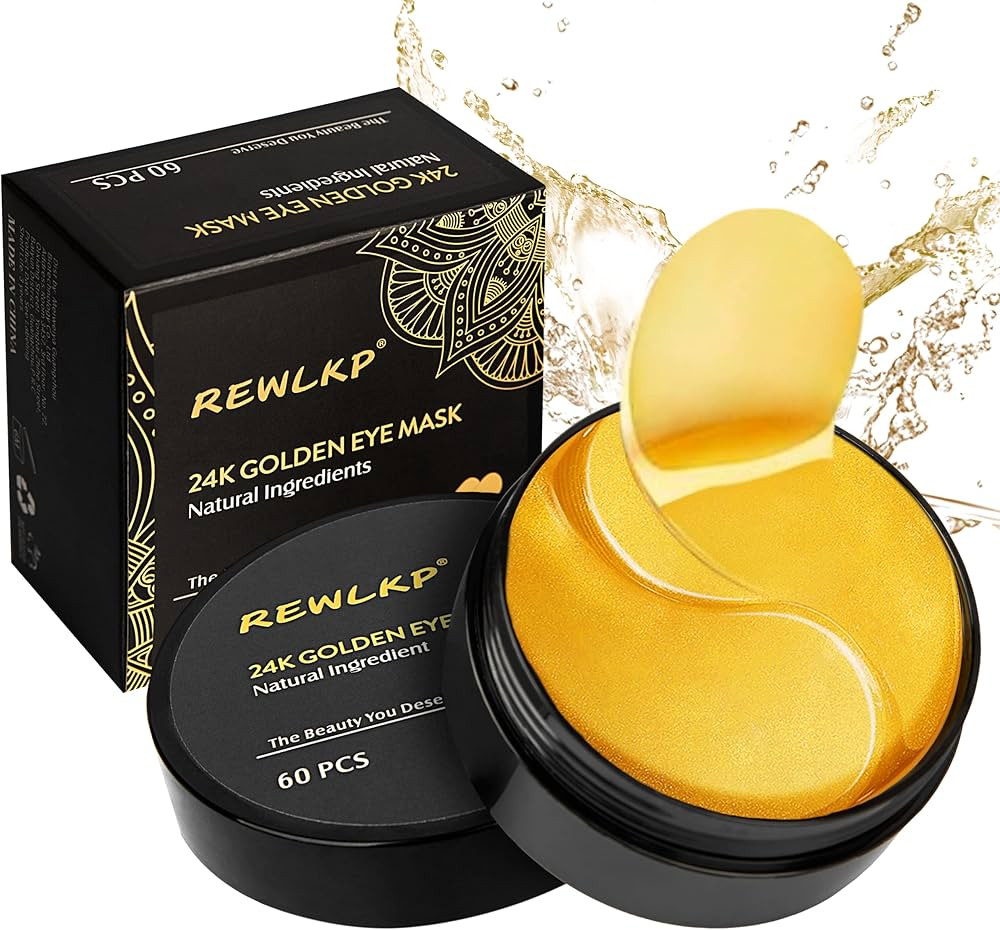 REWLKP 24k Gold Eye Collagen Patches - Puffy Eyes & Dark Circles Treatments,Reduce Under Eye Bags... | Amazon (US)