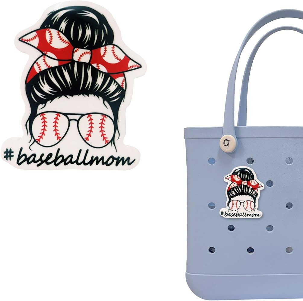 Baseball Mom Bogg Bag Charm, Cute Messy Bun Baseball Charm for Bogg Bag | Amazon (US)