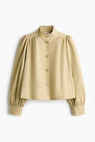 H & M - Puff-Sleeved Twill Jacket - Beige | H&M (US + CA)