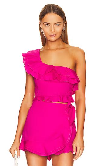 x REVOLVE Leni Ruffle Top in Hot Pink | Revolve Clothing (Global)
