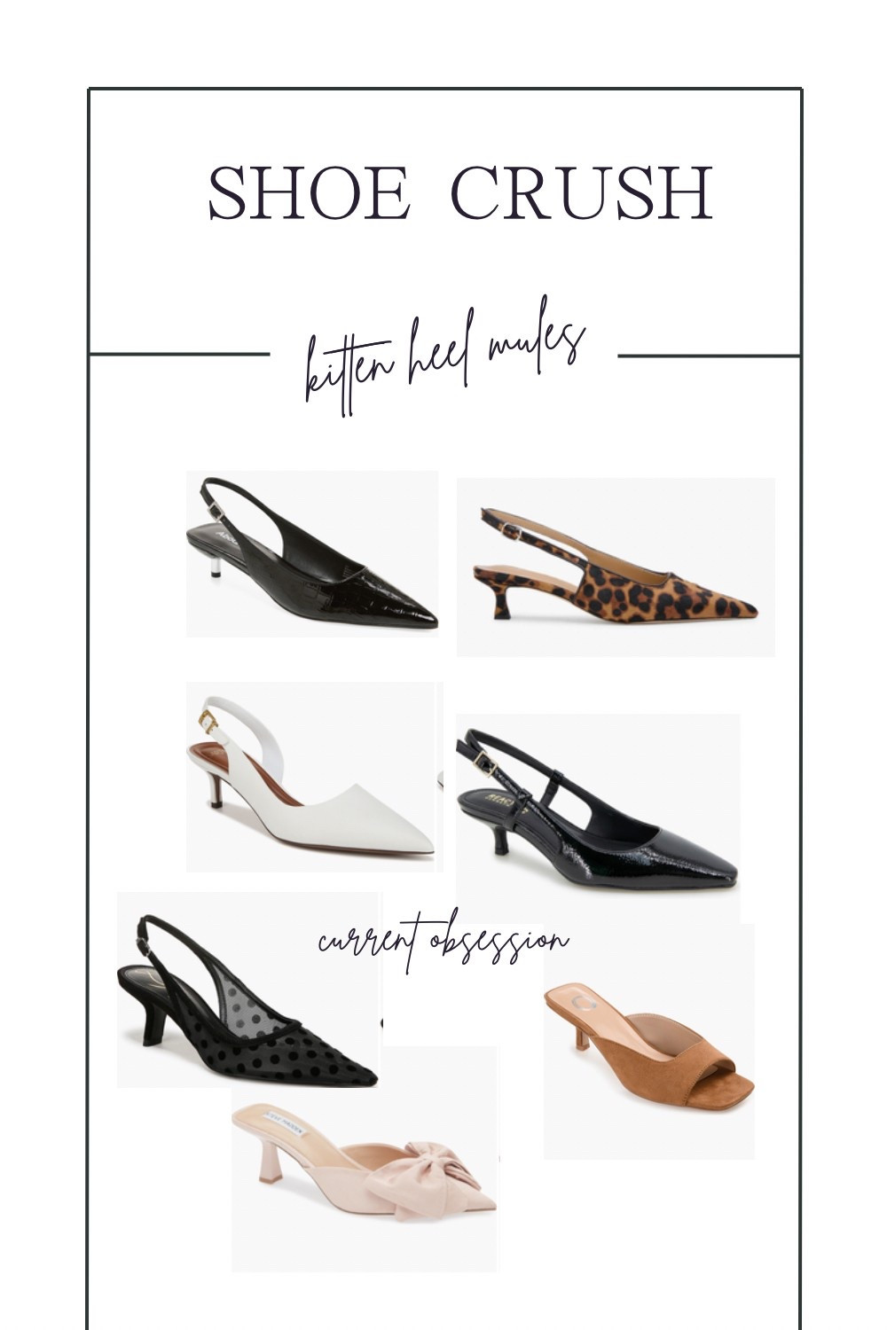 My current shoe obsession! Kitten heel mules and sling backs 🤍 Most are on sale or under $50!! #whitekittenheels #springfashion #shoes #springshoes #mules #slingbacks #nordstromrack #kittenheels

#LTKShoeCrush #LTKSaleAlert #LTKFindsUnder100