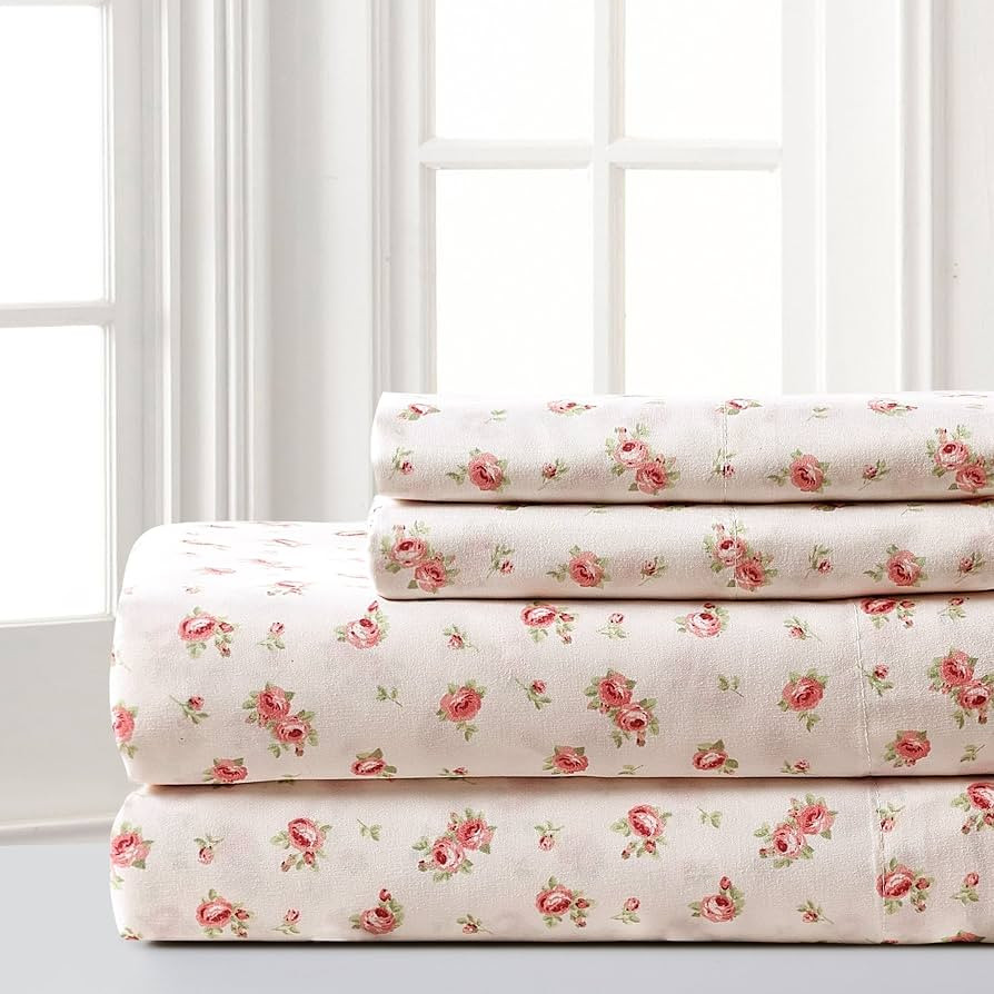 Amrapur Microfiber Sheet Set | Luxuriously Soft 100% Microfiber Rose Printed Bed Sheet Set with D... | Amazon (CA)