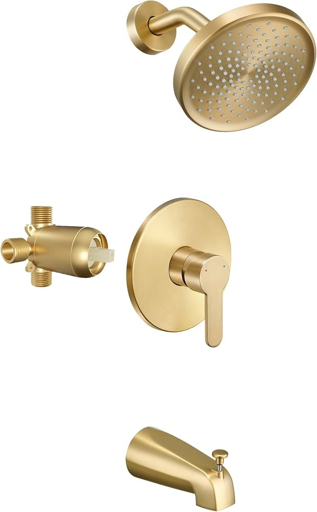 Tohlar Gold Shower Faucet Set with Tub Spout, Bathtub and Shower Faucet Combo Kit, 6-Inch Rain Sh... | Amazon (US)