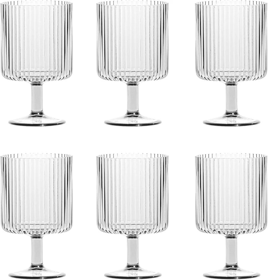 TarHong Mesa Premium Plastic Drinkware Stacking Beverage/Wine Goblet, 15 Ounce, Clear, Set of 6 | Amazon (US)