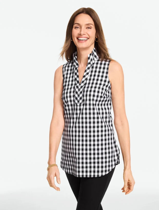 Sleeveless Non-Iron Tunic Popover - Gingham | Talbots