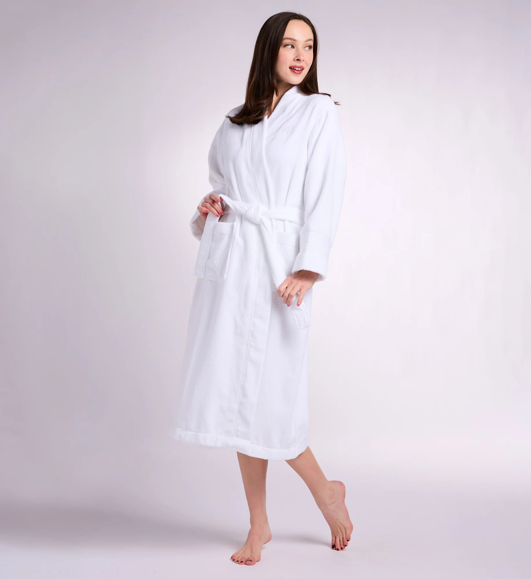 Lauren Ralph Lauren Women's Long Greenwhich Robe in White | Size: Small | HerRoom.com | HerRoom