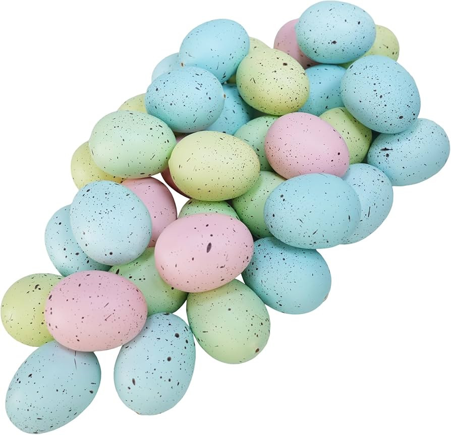 Winlyn 40 Pcs 5 Colors Artificial Easter Eggs Decorative Speckled Eggs Pastel Pink Green Blue Foa... | Amazon (US)