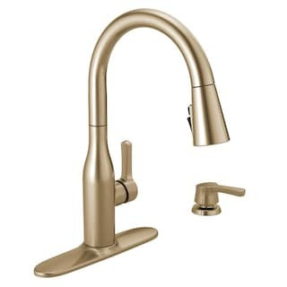 Marca Gold Single-Handle Pull-Down Sprayer Kitchen Faucet with ShieldSpray Technology in Champagne Bronze | The Home Depot