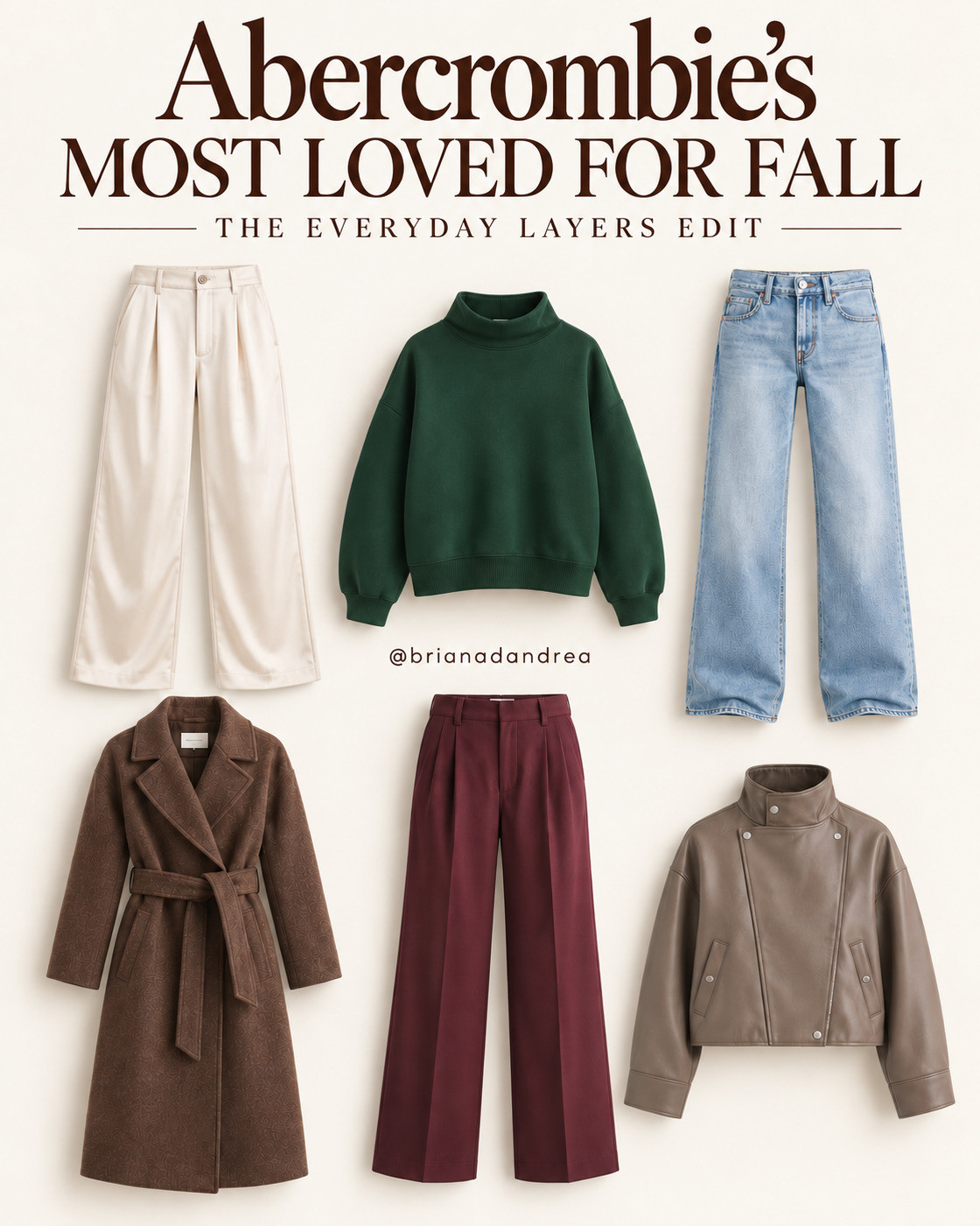 My Abercrombie fall wishlist 🍂 The Everyday Layers Edit: relaxed trousers, denim, rich fall colors and jackets I’m eyeing for the season. Use code AFLTK for an extra 20% off!!!

 #LTKSeasonal #LTKOver40