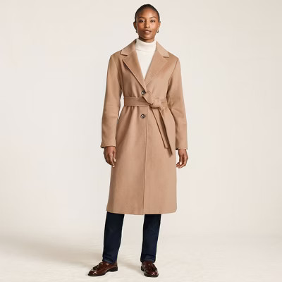 Lands' End Women's Wool Wrap Long Coat - Medium - Honey Beige | Target
