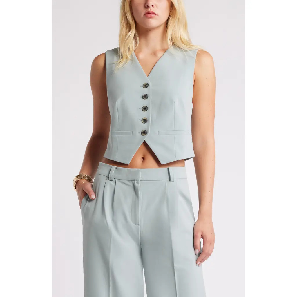 Open Edit Tailored Vest in Teal Pond at Nordstrom Rack, Size X-Large | Nordstrom Rack