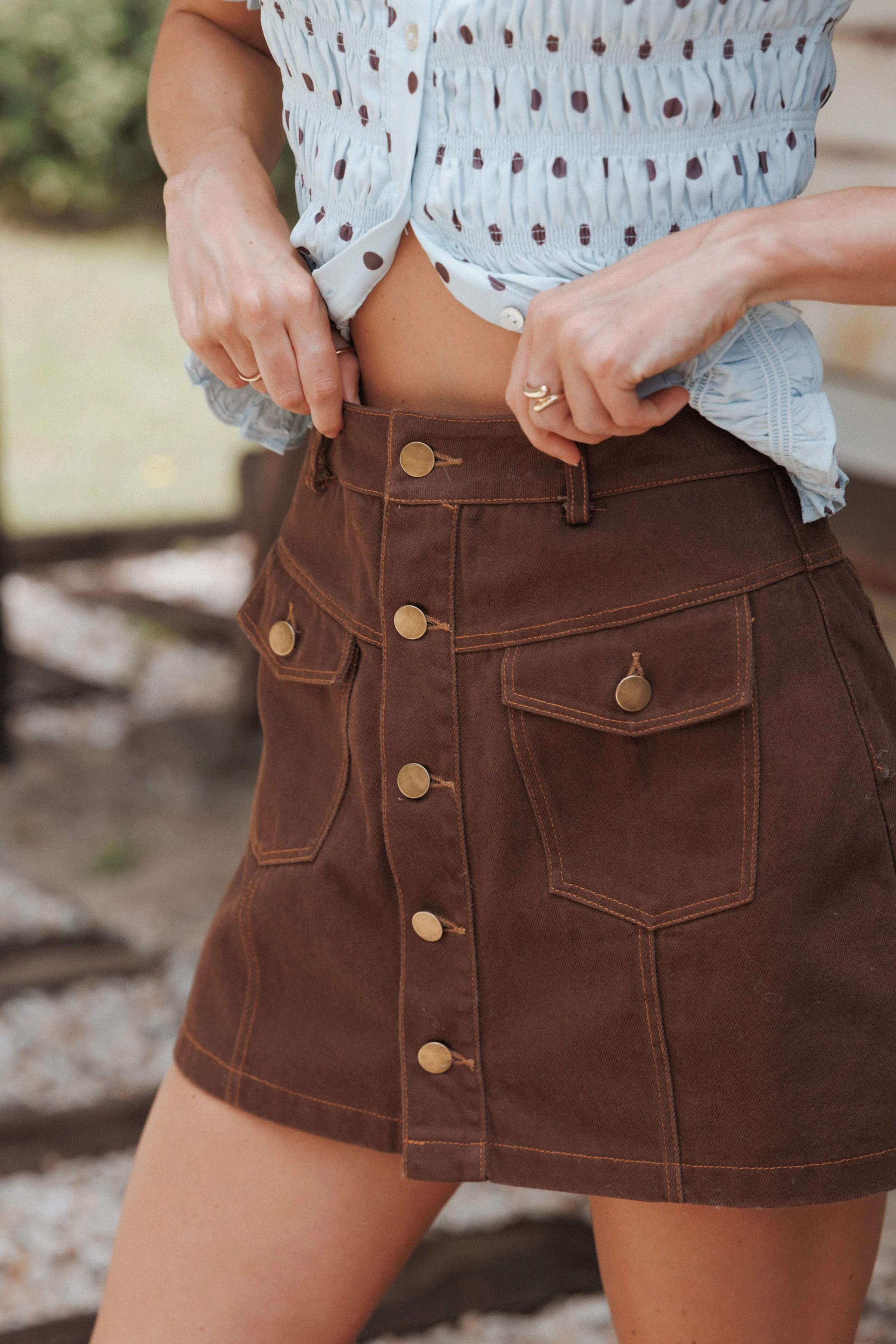 Presley Denim Skort - Dark Brown | Petal & Pup (AU)