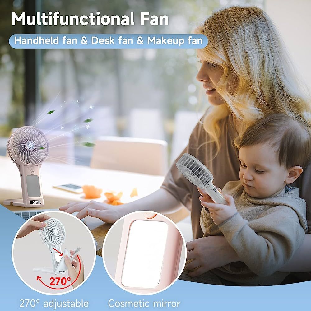 QQT Mini Handheld Fan,4 Speed Adjustable Portable Battery Operated Fans,USB Rechargeable Desk Fan... | Amazon (US)
