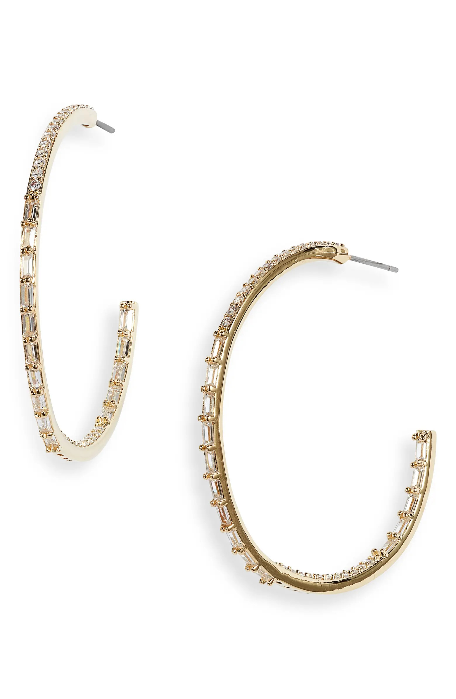 Cubic Zirconia Inside Out Hoop Earrings | Nordstrom