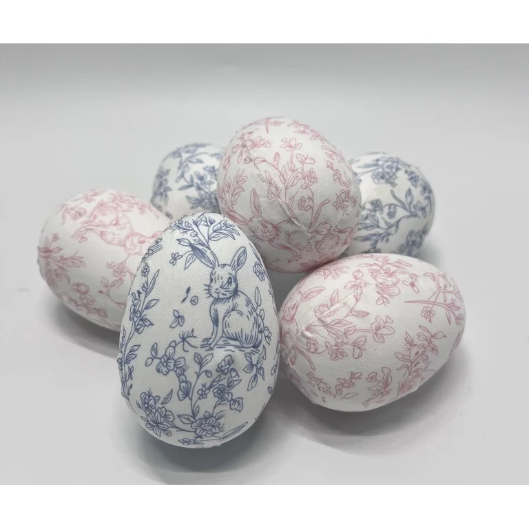 Fabric Floral Easter Egg Decorations, Pink and Blue, 6 Count, by My Texas House | Walmart (US)