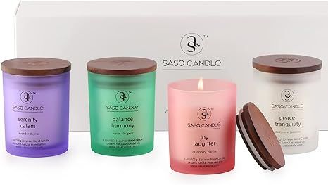 Scented Candles, SASA Candle Jar Gifts for Women, Aromatherapy Candle 4pcs, Soy Candles Set Gift ... | Amazon (US)