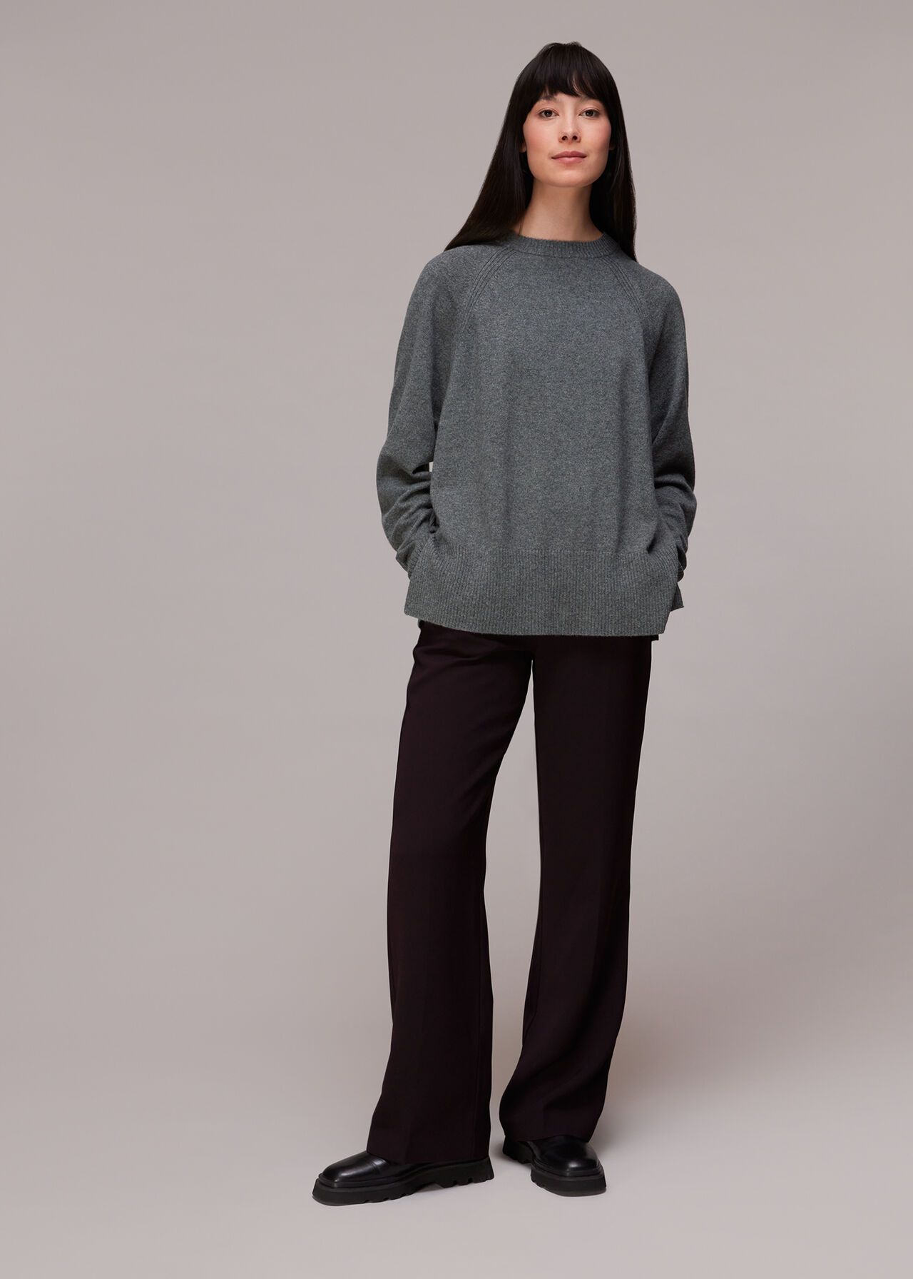 Shop the Dark Grey Cashmere Crew Neck Jumper at Whistles | | Whistles