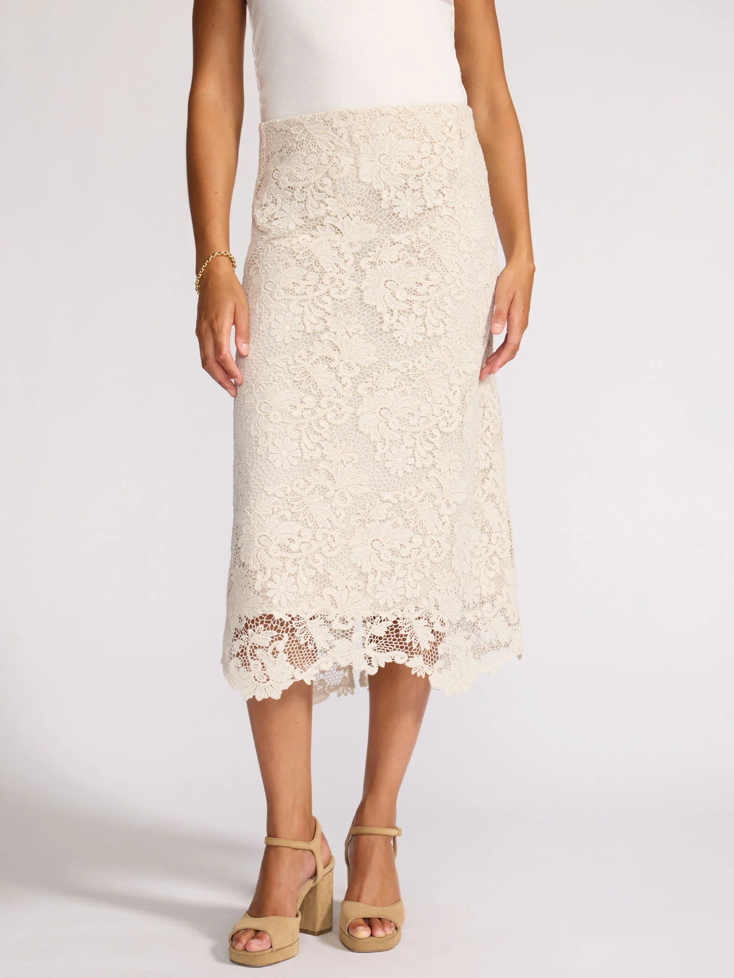 Women's Mara Lace Skirt in Stone | Brochu Walker | Brochu Walker