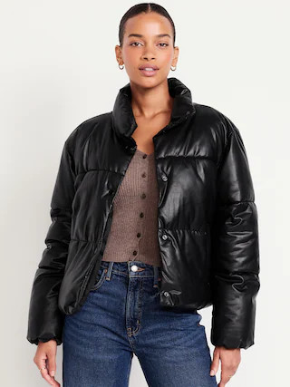 Faux-Leather Puffer Jacket | Old Navy (CA)