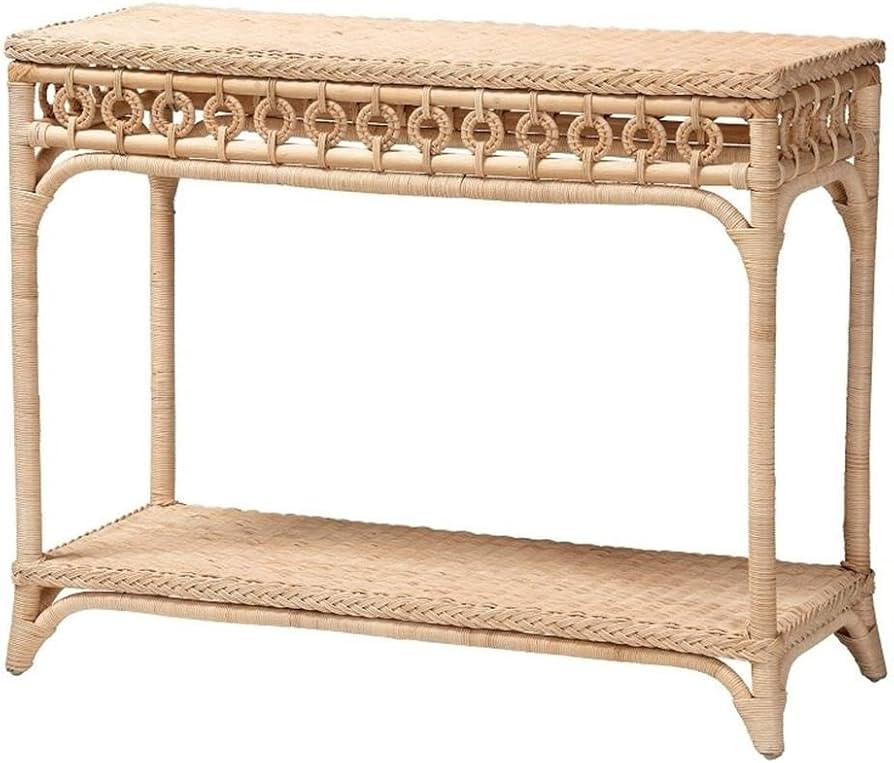 bali & pari Oxford Braided Natural Rattan Console Table with Open Shelf | Amazon (US)
