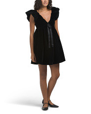 Velvet Satin Bow Mini Dress | Marshalls