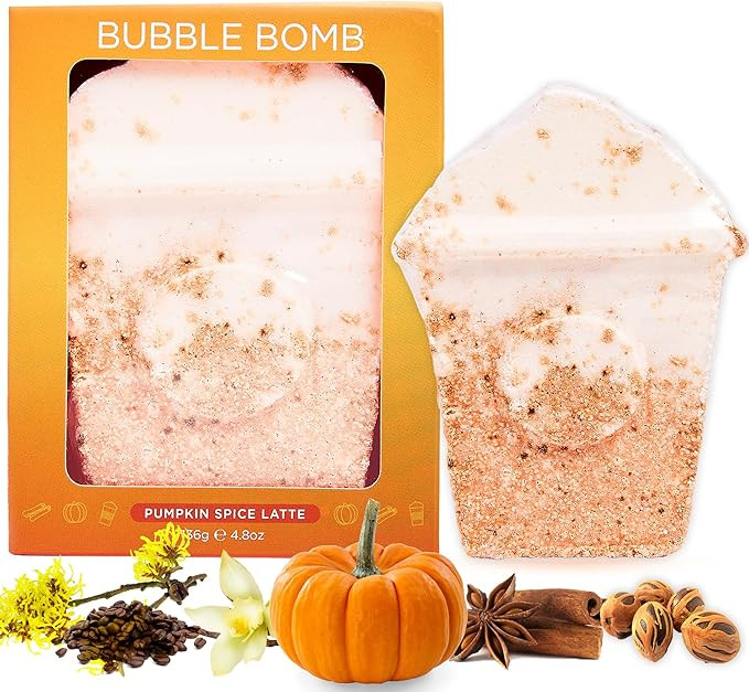 Pumpkin Spice Latte Bath Bomb for Women & Girls (5.5 Oz, Giftable Packaging) - Luxury Vanilla Ess... | Amazon (US)