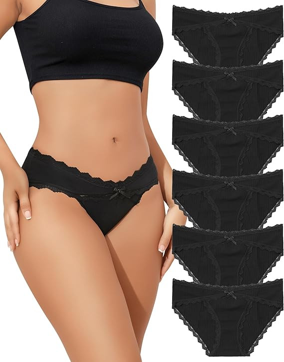 LEVAO Womens Underwear Cotton Cheeky Bikini Panties for Women Lace Stretch Hipster Ladies Briefs ... | Amazon (US)