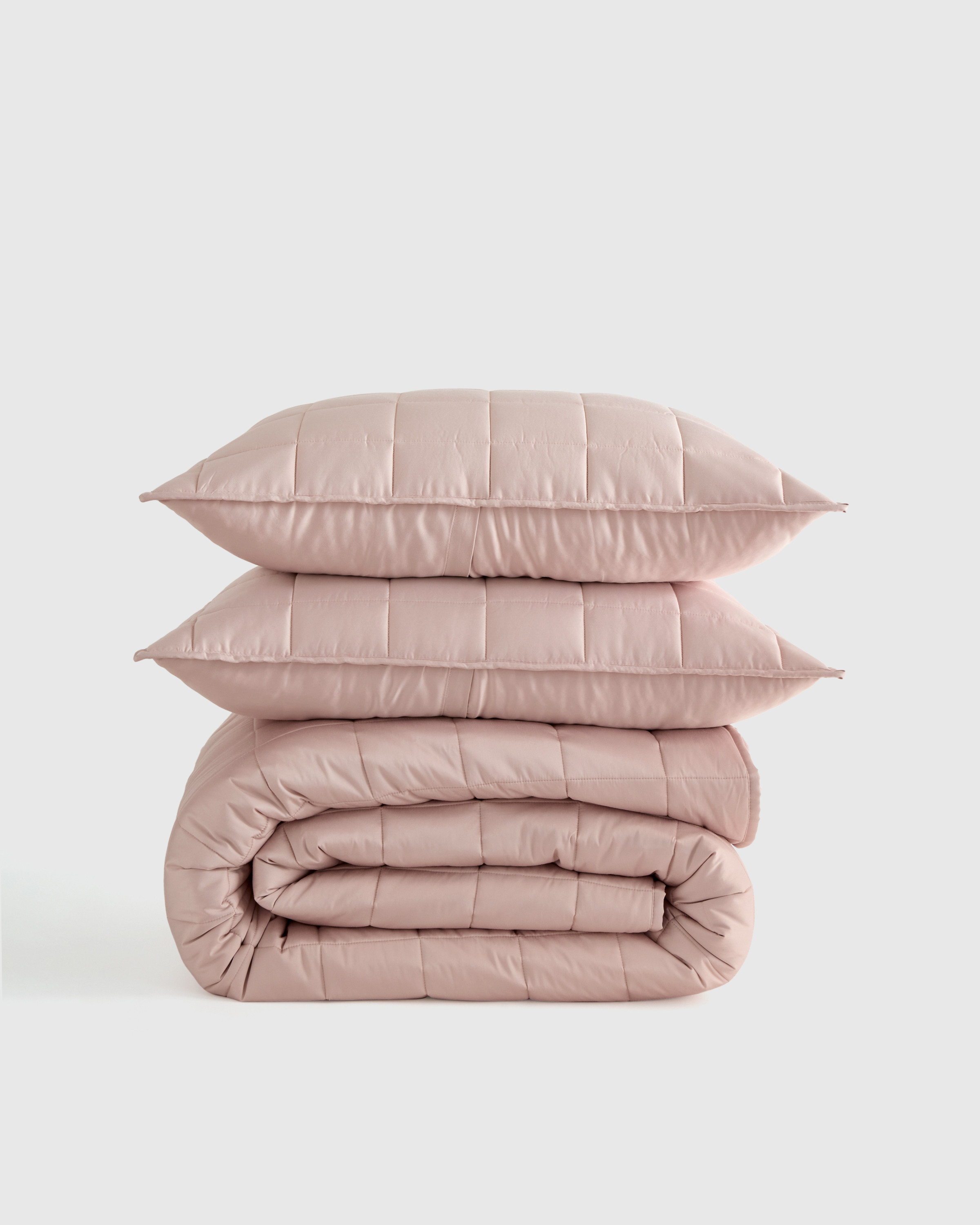 Quince | Bamboo Box Quilt Set in Soft Blush, Size Full/Queen | Quince
