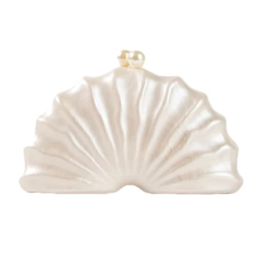 GBWYI Women Acrylic Shell Shaped Clutch Luxury Marble Acrylic Evening Handbag Unique Chain Shoulder Bag Wedding Party Purses Pearl White | Amazon (US)
