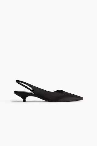 H & M - Satin slingbacks - Black | H&M (UK, MY, IN, SG, PH, TW, HK)