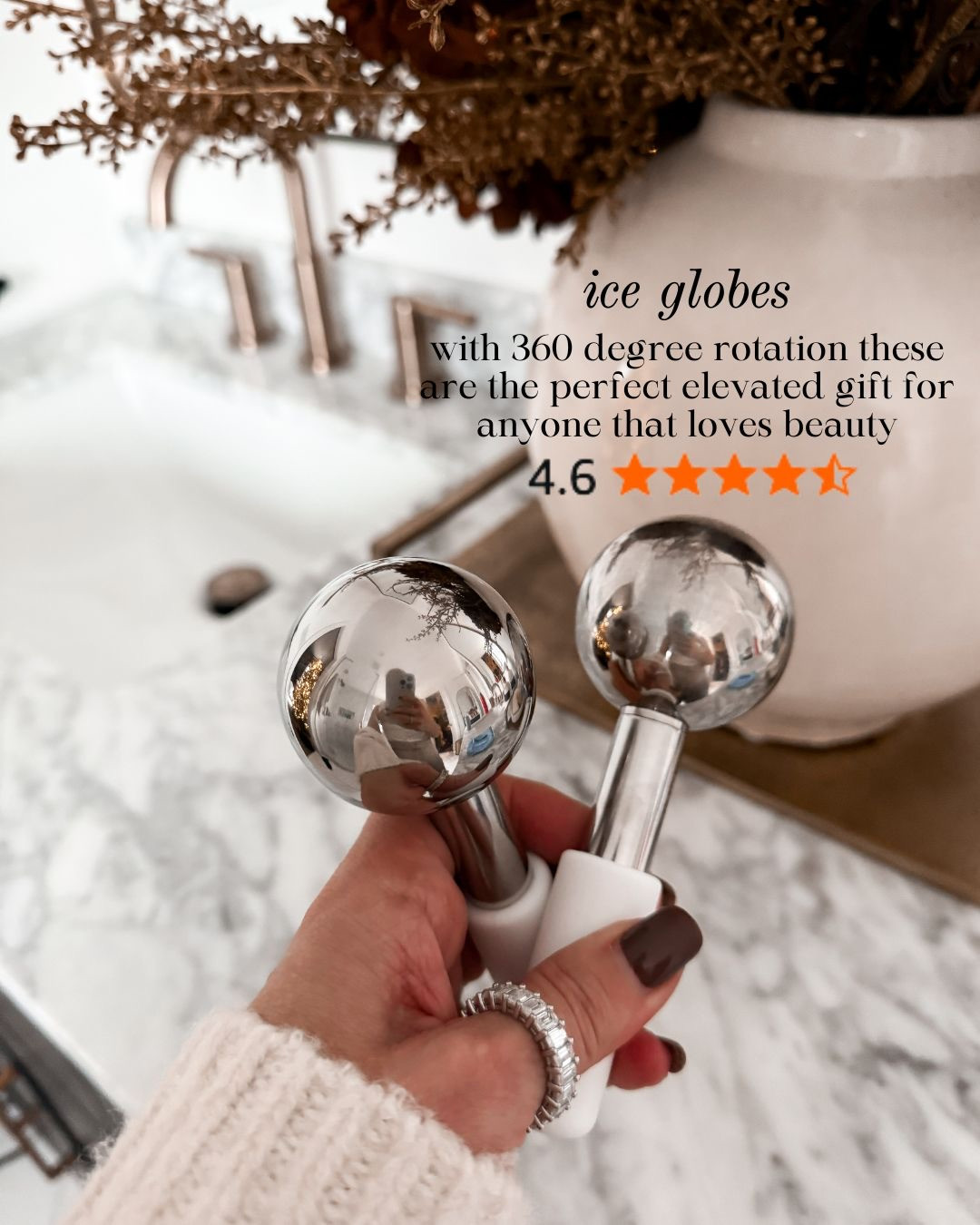 COOLING ICE GLOBES FOR AN ELEVATED SKINCARE ROUTINE! These stainless steel ice globes deliver a refreshing cooling sensation that helps reduce puffiness and soothe the skin. Designed with smooth 360-degree rotation, they glide effortlessly across the face for a calming, spa-like experience at home. A refined beauty tool that feels thoughtful, effective, and beautifully simple.

#Amazon #TheHillaryStyle #IceGlobes #SkincareTools #BeautyEssentials #AtHomeSpa #CoolingSkincare #ElevatedSelfCare #BeautyGifts 

 #LTKmomlife #LTKselfcare #LTKOver40