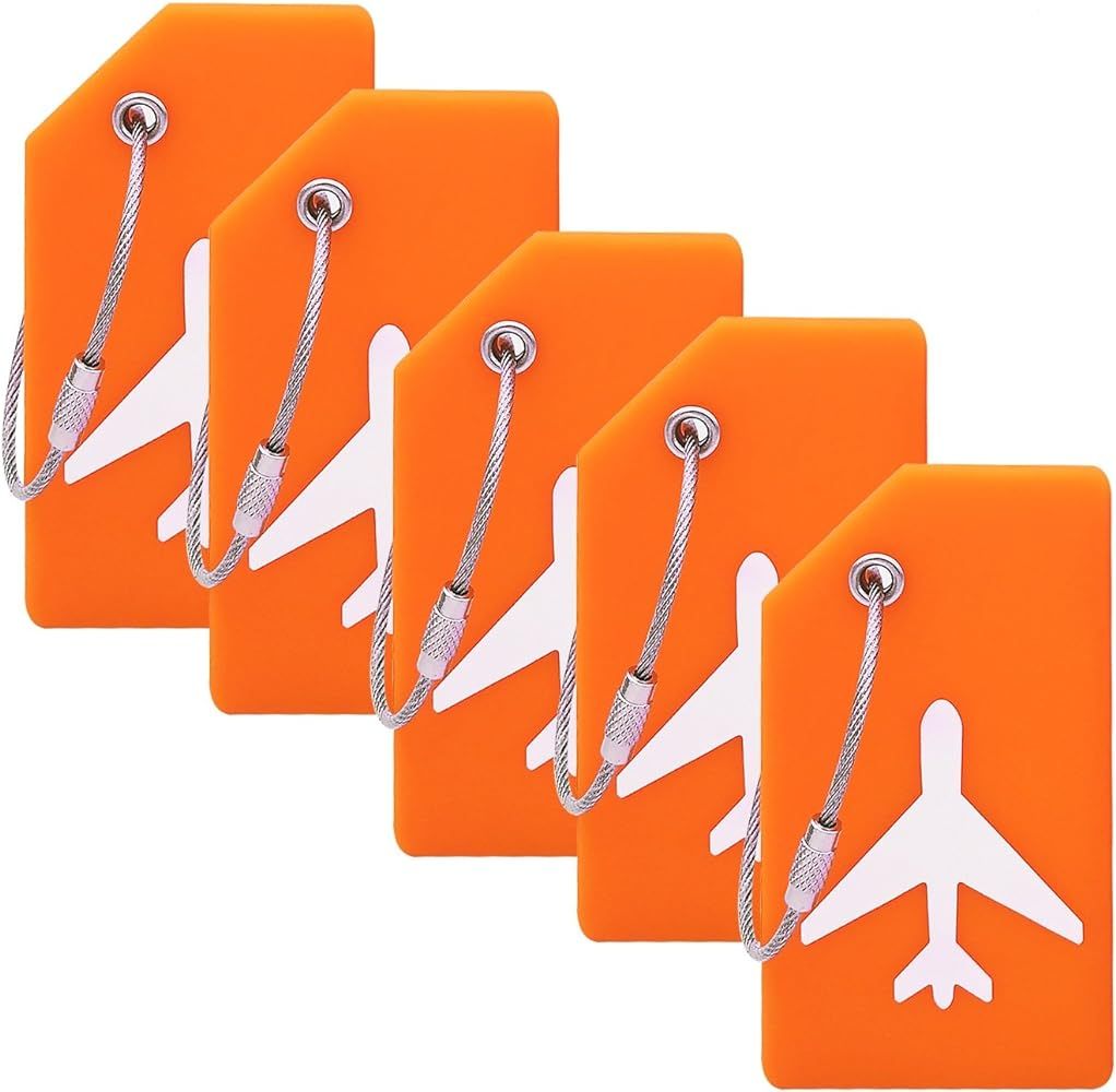 5Pack Silicone Luggage Tag with Name ID Card Perfect to Quickly Spot Luggage Suitcase by Ovener | Amazon (US)