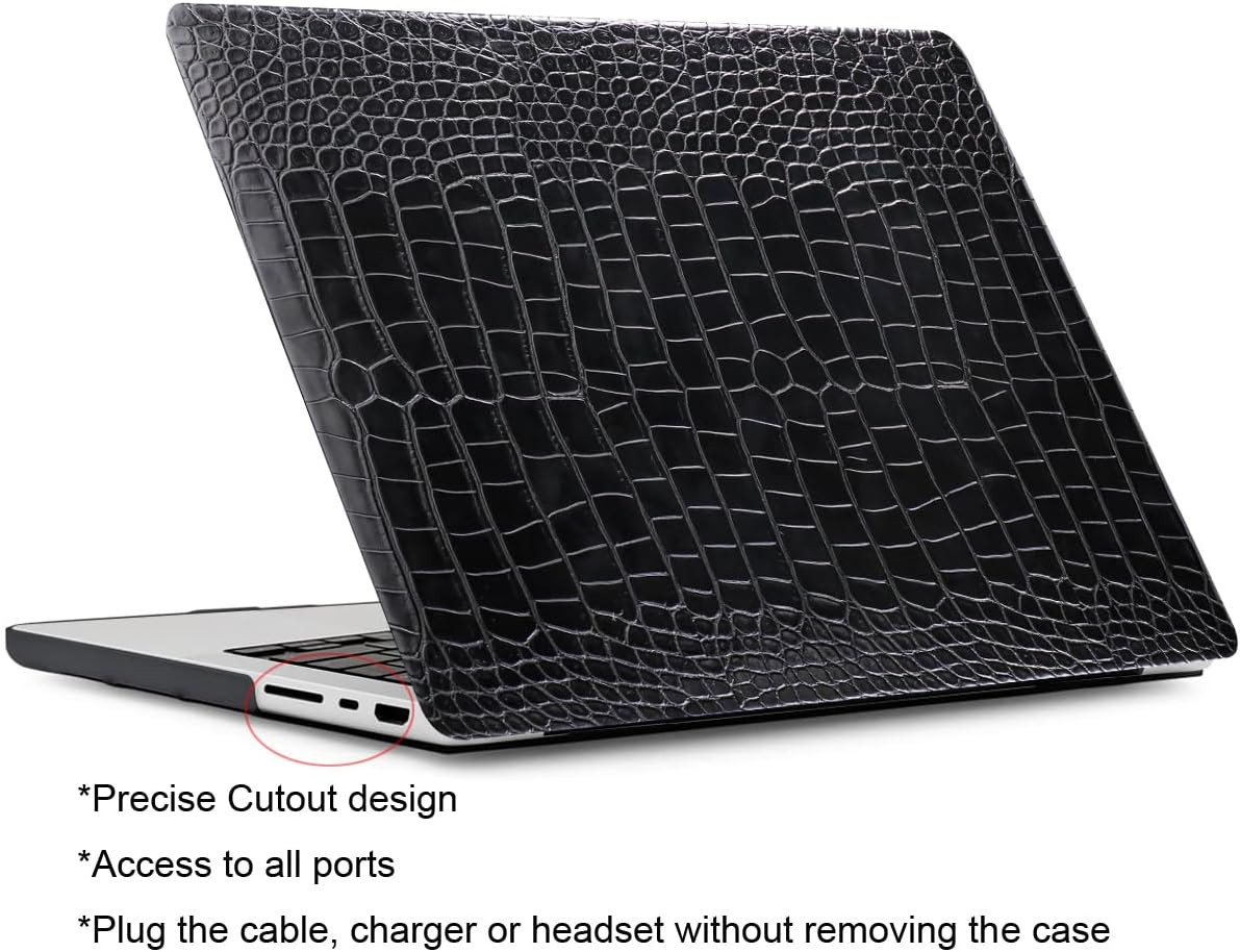 Hard Case Compatible with MacBook Air 13.6 inch Case 2024 2022 with Liquid Retina Display Touch ID Model A3113 A2681, PU Leather Hard Shell Case Cover & Keyboard Cover Skin, Black | Amazon (US)