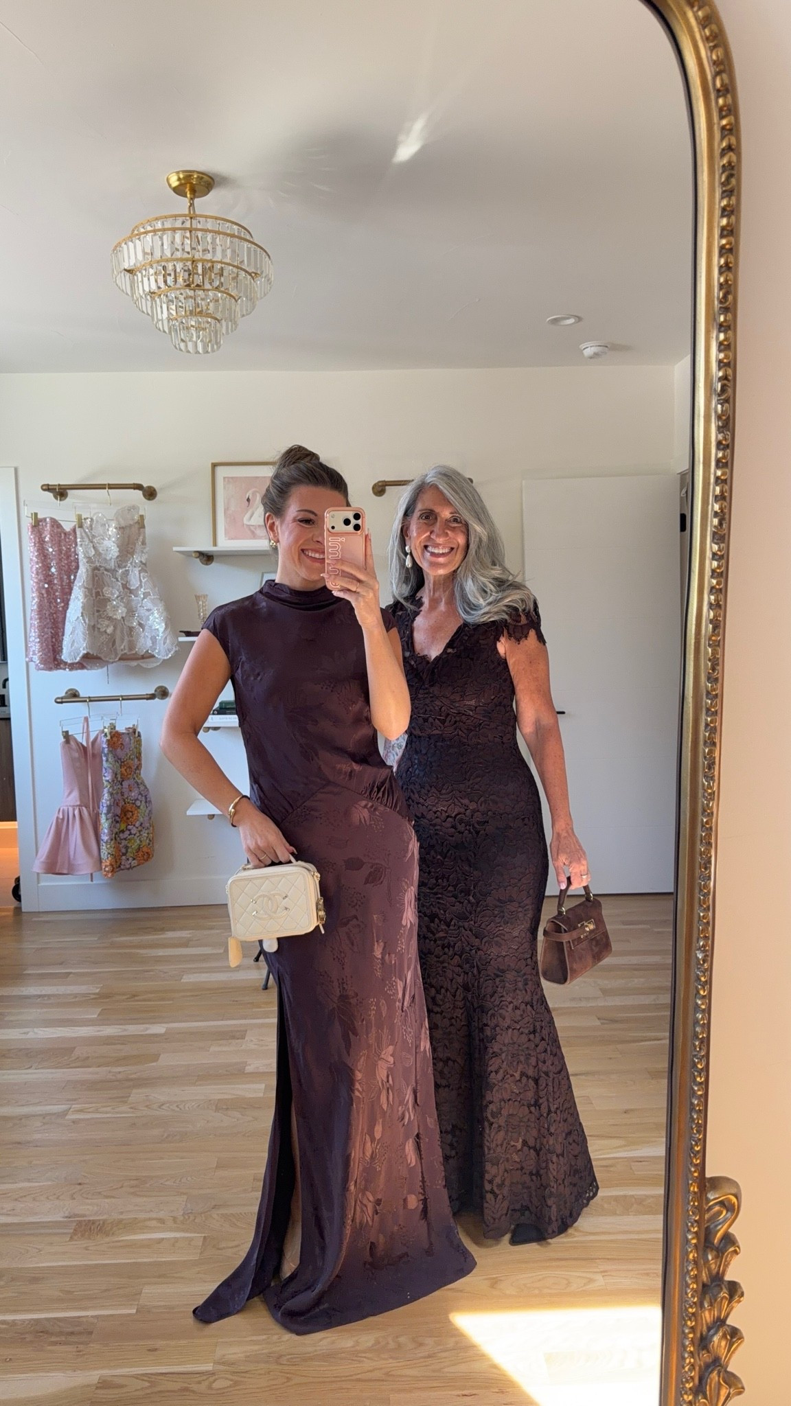 deep brown floral satin gown with a mock neck and front slit, dark brown lace gown with a V-neckline and cap sleeves mom and me formal wedding guest and mother of the bride dresses 💍

revolve code: tulip

I’m 5’4” and wear a size small/2 

mom is 5’4” and wears a medium/6

fall wedding guest dresses, wedding guest dresses, cocktail dresses, semi-formal dresses, black tie wedding guest dresses, destination wedding guest dresses, garden party dresses, wedding guest outfit ideas, mom & me outfits, mom & me dresses, matching outfits, mother daughter outfits, family photo outfits, wedding guest dresses, mother of the bride, mother of the groom, wedding guest outfit ideas

#LTKgrwm #LTKWedding #LTKSeasonal