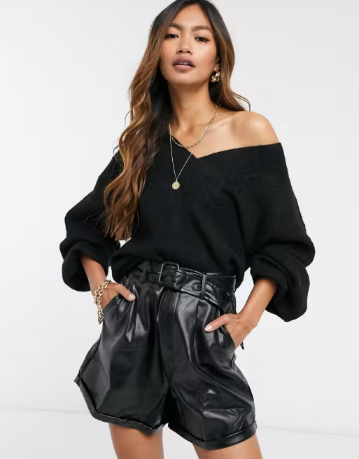 ASOS DESIGN v neck fluffy jumper | ASOS (Global)