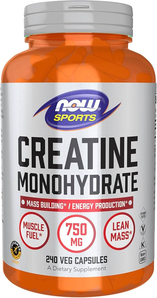 NOW Foods Sports Nutrition, Creatine Monohydrate 750 mg, Mass Building*/Energy Production*, 240 V... | Amazon (US)