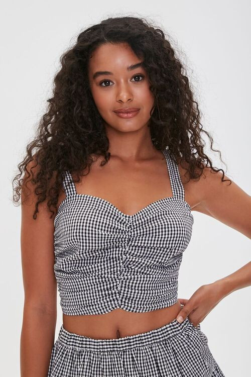 Gingham Ruched Sweetheart Crop Top | Forever 21 (US)