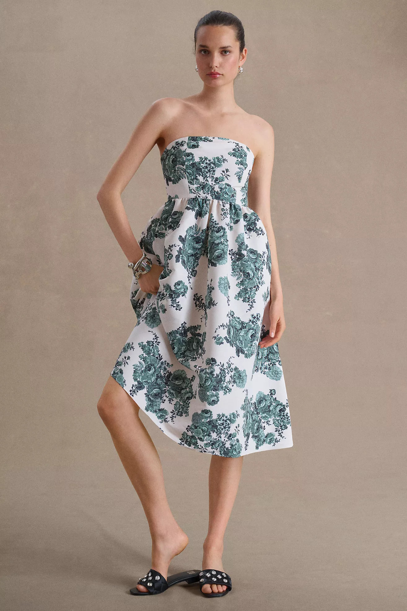 Sachin & Babi Blaine Strapless Bow Taffeta Midi Dress | Anthropologie (US)