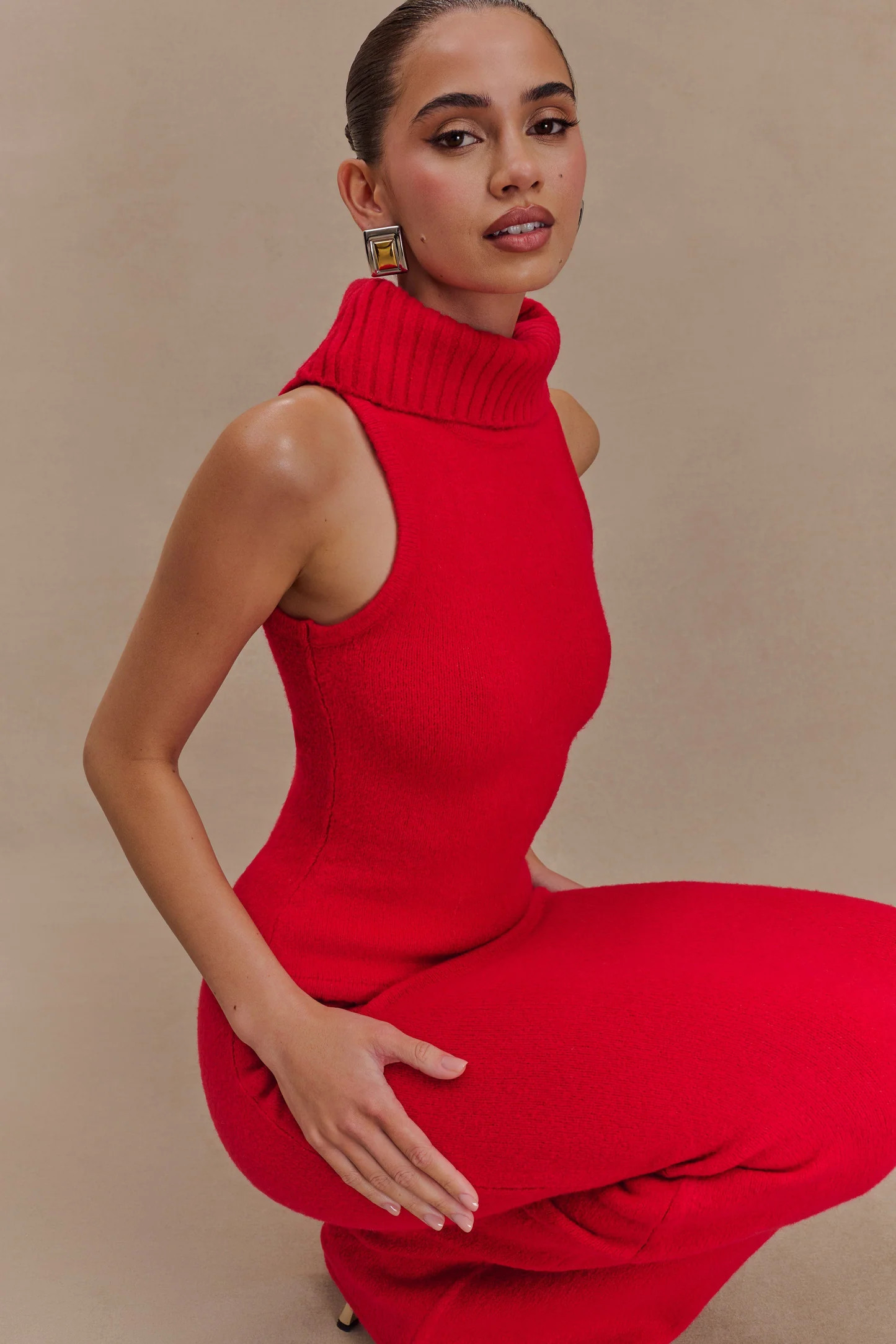 Knit Maxi Skirt - Red | MESHKI US