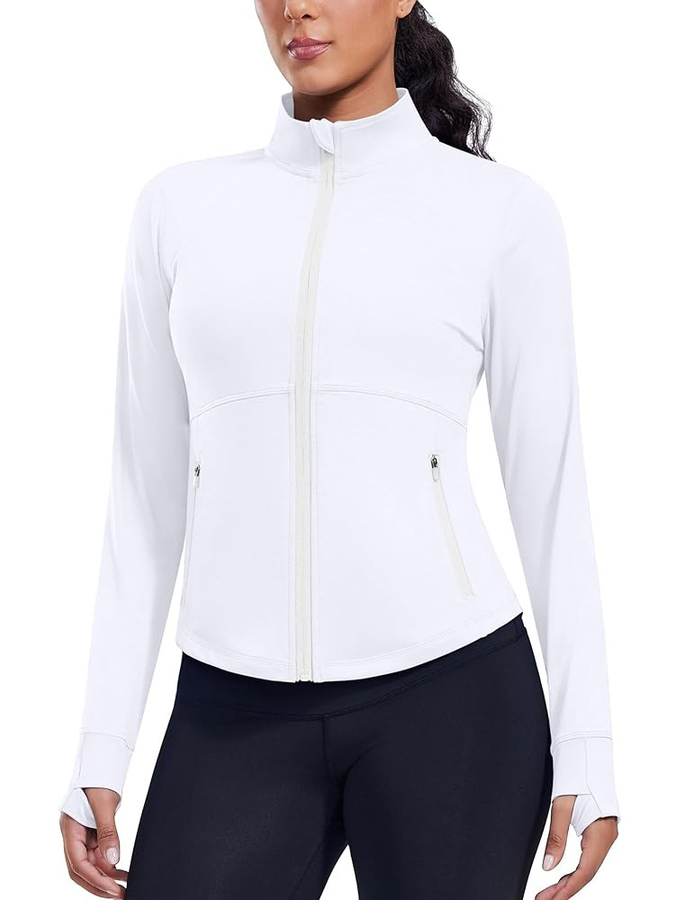 PINSPARK Women's Cropped Workout Jacket Lightweight Full Zip Running Jacket Comfy Slim Fit Athlet... | Amazon (US)