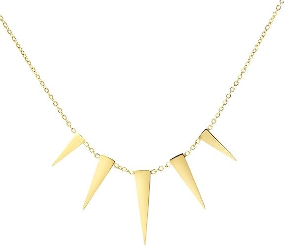 555Jewelry Womens Figaro Chain Stainless Steel Spiky Triangle Pendant Necklace | Amazon (US)
