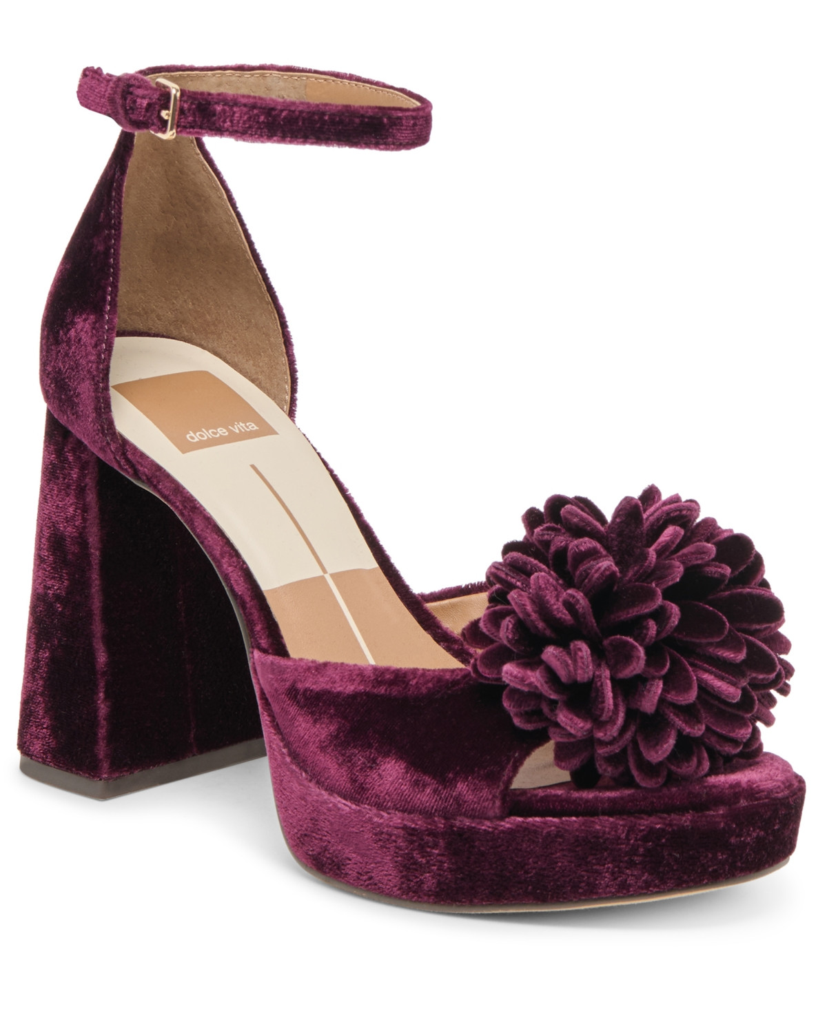 Dolce Vita Women's Perel Flower Two-Piece Platform High-Heel Dress Sandals - Burgundy Velvet | Macy's