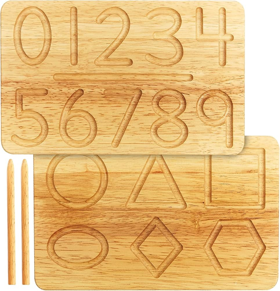 Montessori & Me Wood Number Tracing Board - Montessori Wooden Numbers and Shapes Complements Wood... | Amazon (US)