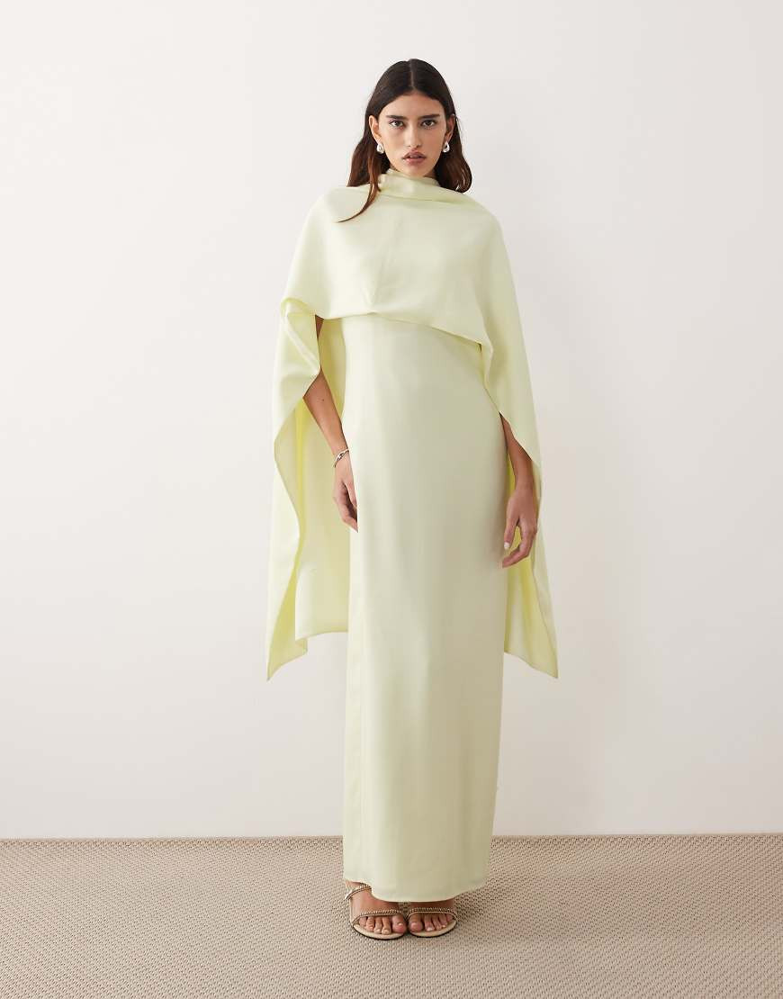 ARRANGE cape overlay column maxi dress in light lemon-Yellow | ASOS (Global)