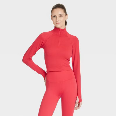 Women's Seamless 1/2 Zip Pullover Jacket - All In Motion™ Red L | Target