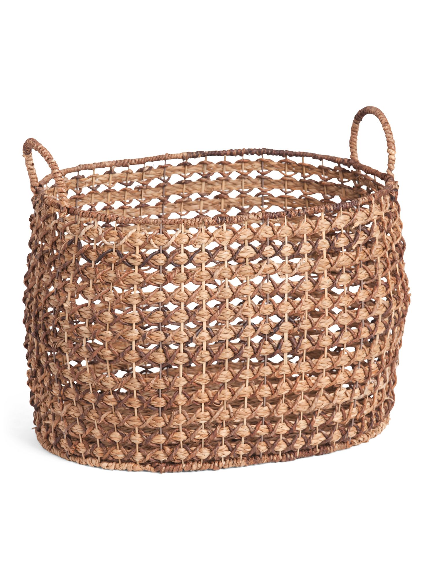 Medium X Weave And Braided Weave Bloated Oval Basket | TJ Maxx
