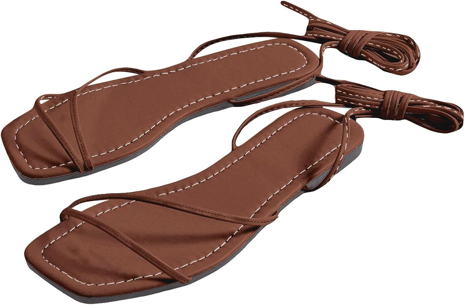 GORGLITTER Women's Lace Up Sandals Criss Cross Strappy Sandals Cute Tie Up Flat Sandals | Amazon (US)