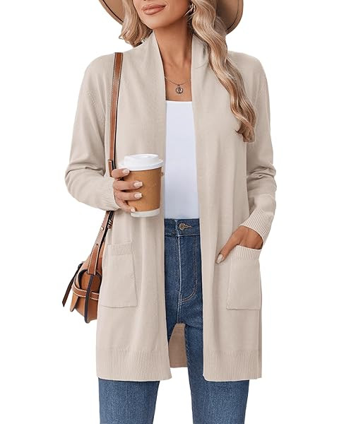 SuperPrity Womens Cardigan Sweater Fall Fashion 2024 Casual Oversized Knit Open Front Long Coatig... | Amazon (US)