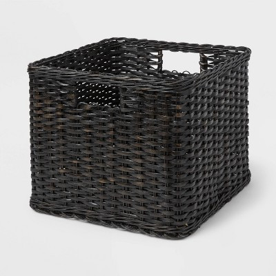 Large Woven Rattan Folio Bin Black Washed - Brightroom™: Rectangle Decorative Basket, 11" H x 14.25" W x 13" D | Target